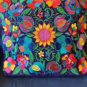 Colorful Floral Embroidered Tote